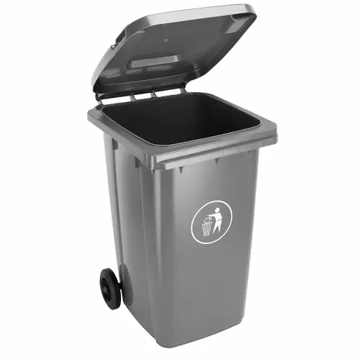 [M-OTROS010] Contenedor Industrial Con Ruedas Gris De Polietileno 180 L Alfa Hogar