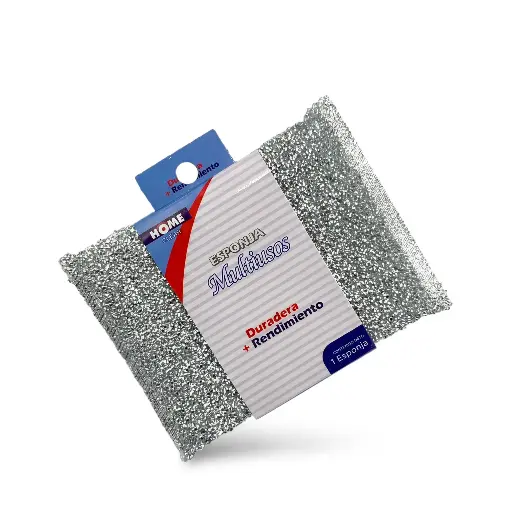 [M-OTROS066] Esponja Multiusos De Fibra Metalizada 12x9Cm Home Clear