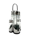 SET ACEITERO VINAGRERO SALERO Y PIMIENTERO CON SOPORTE DE ACERO INOXIDABLE CONTIHOME