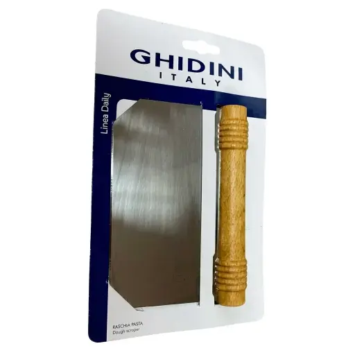 [M-UTEN0608] Espátula Cuadrada De Acero Inoxidable Con Mango De Madera 11x15 Cm Ghidini
