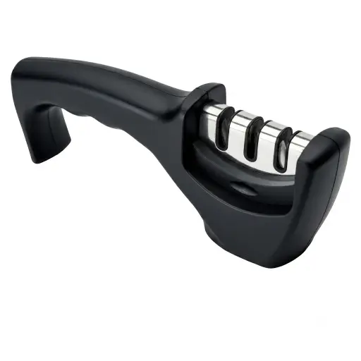 [M-UTEN0583] Afilador Triple De Cuchillo Con Mango Ergonómico  Acero Inoxidable De 20 Cm Ghidini