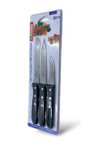 [M-UTEN0715] Set 3 Cuchillos De Acero Inoxidable Family Inox