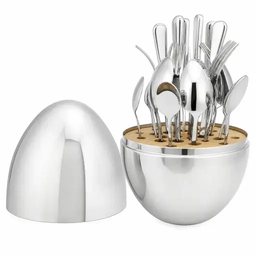 [M-UTEN1138] Set De Cubiertos Egg De 24 Piezas En Acero Inoxidable 30x20Cm Top Home