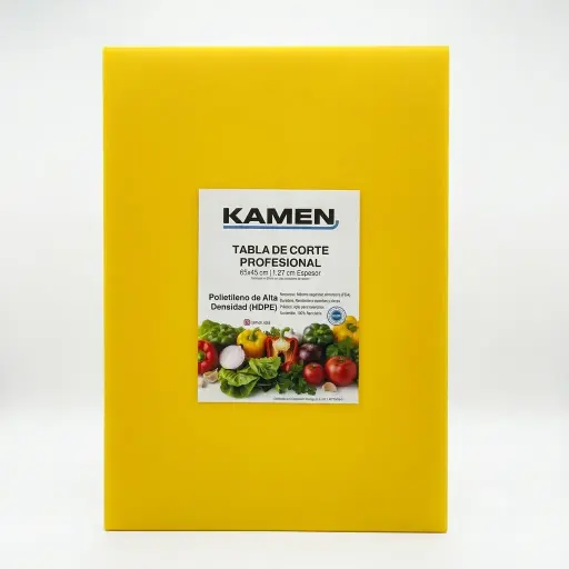 [M-UTEN1537] Tabla Para Picar Profesional Amarilla De Polietileno De Alta Densidad (Hdpe) 65X45X1,27 Cm. Kamen